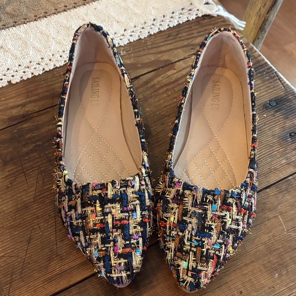 Multicolor Tweed Women's Loafers
